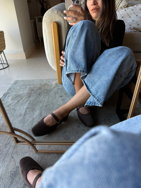 Mary Jane Suede Ferrero Balerinas