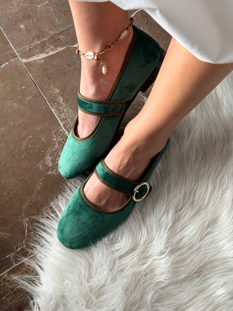 Baltimore Strap Bright Green Flats