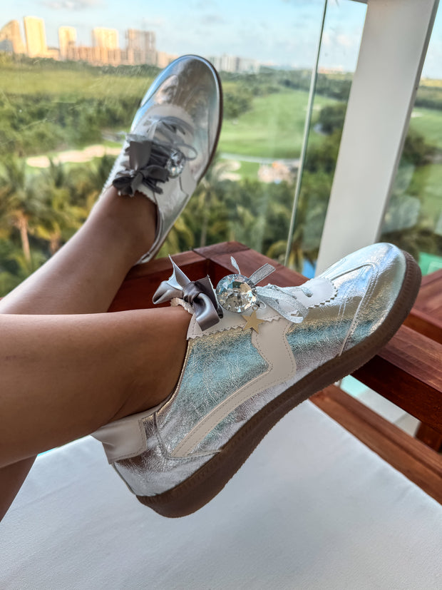 Zebra Charming Silver Sneakers
