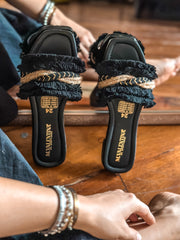 Braid Cancun Black Sandals
