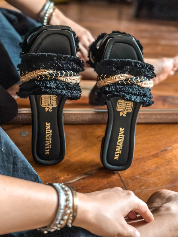 Braid Cancun Black Sandals