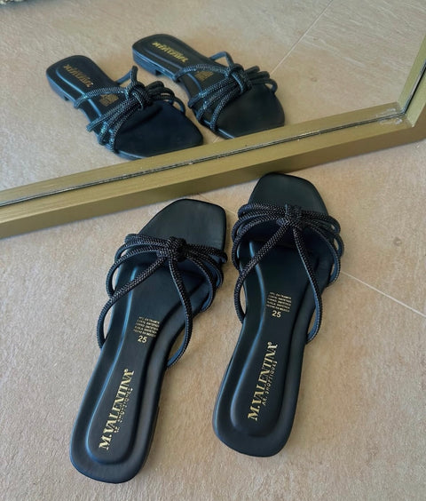Fany Shiny Black Sandals