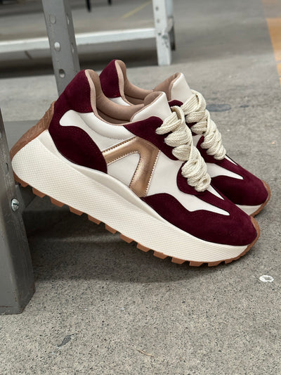 Valkiria Burgundy & Latte Sneakers