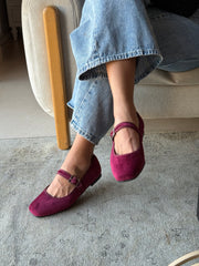 Mary Jane Suede Vino Balerinas