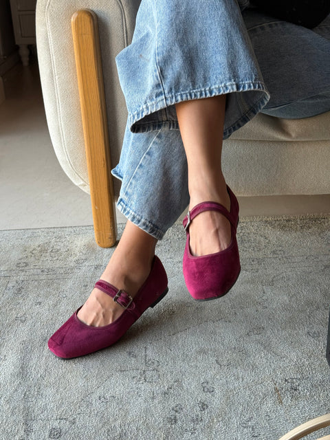 Mary Jane Suede Vino Balerinas