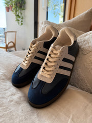 Sporty Blue White Stripe Sneakers