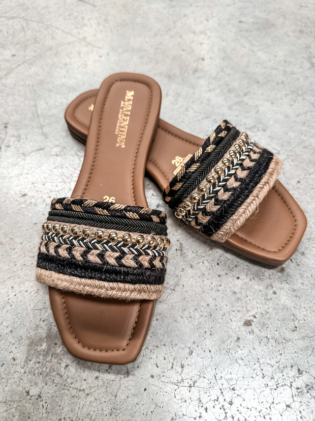 Aloha Comfy Black Gold Sandals