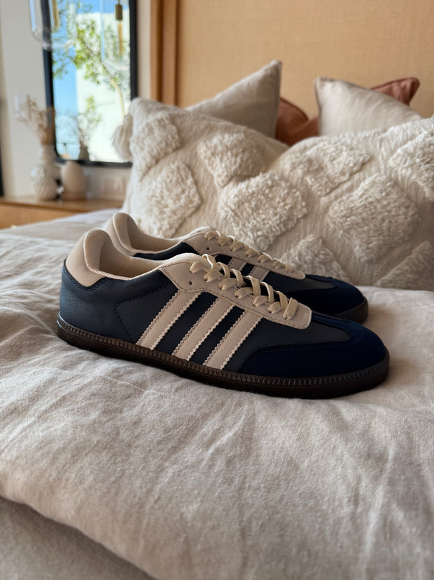 Sporty Blue White Stripe Sneakers
