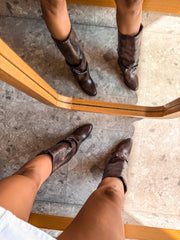Slouchy Padlock Boots Chocolate Cortas