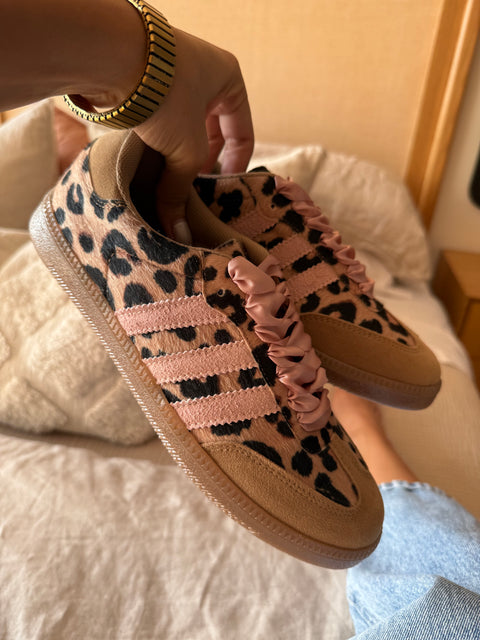 Sporty Leopard Sneakers Pink Laces