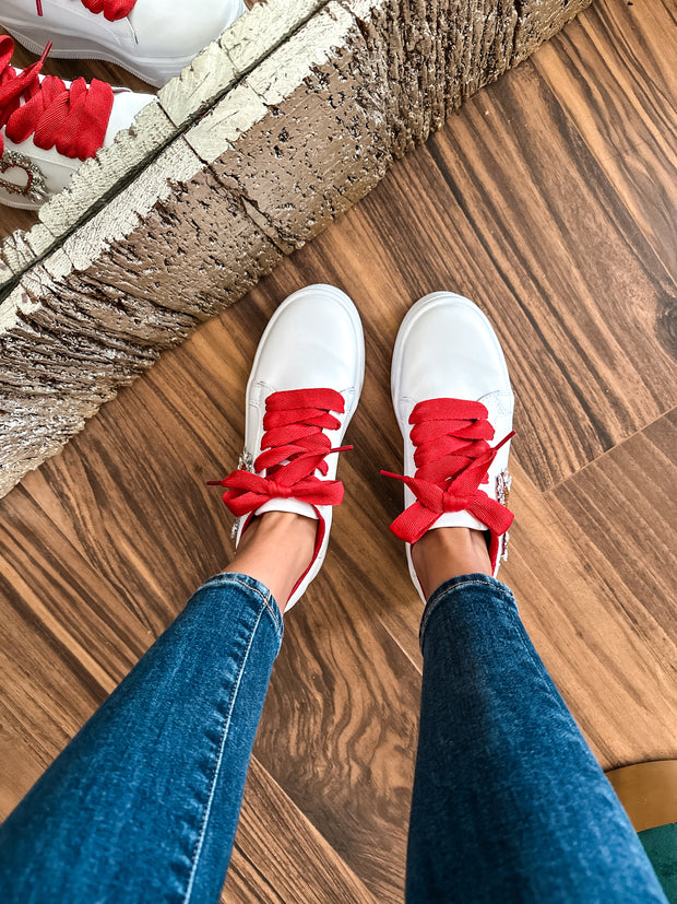 Shiny Heart Red Sneakers