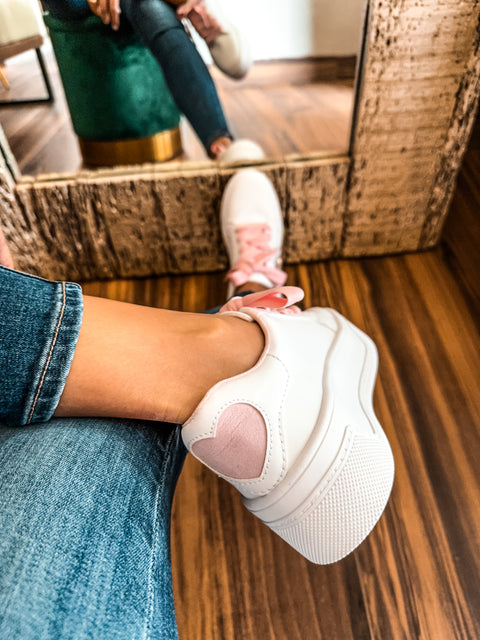 Shiny Heart Pink Sneakers