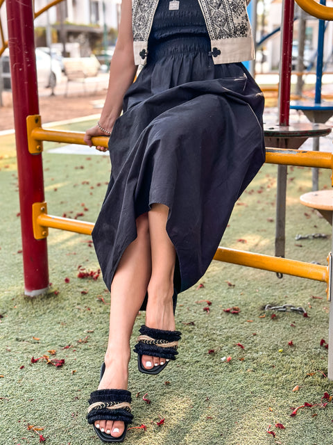 Braid Cancun Black Sandals