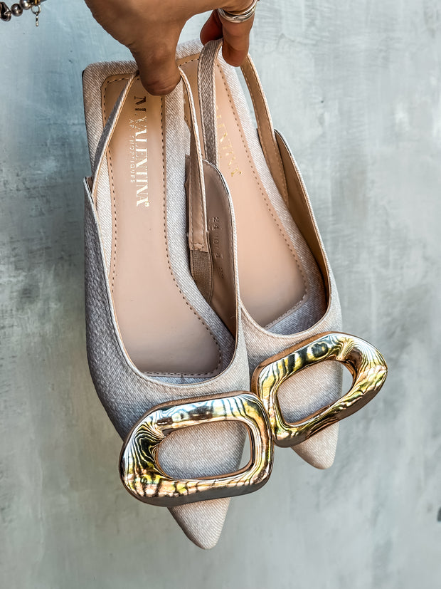 Lisboa Linen Slingback Flats