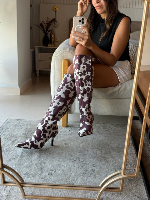 Greta Cow Print boots