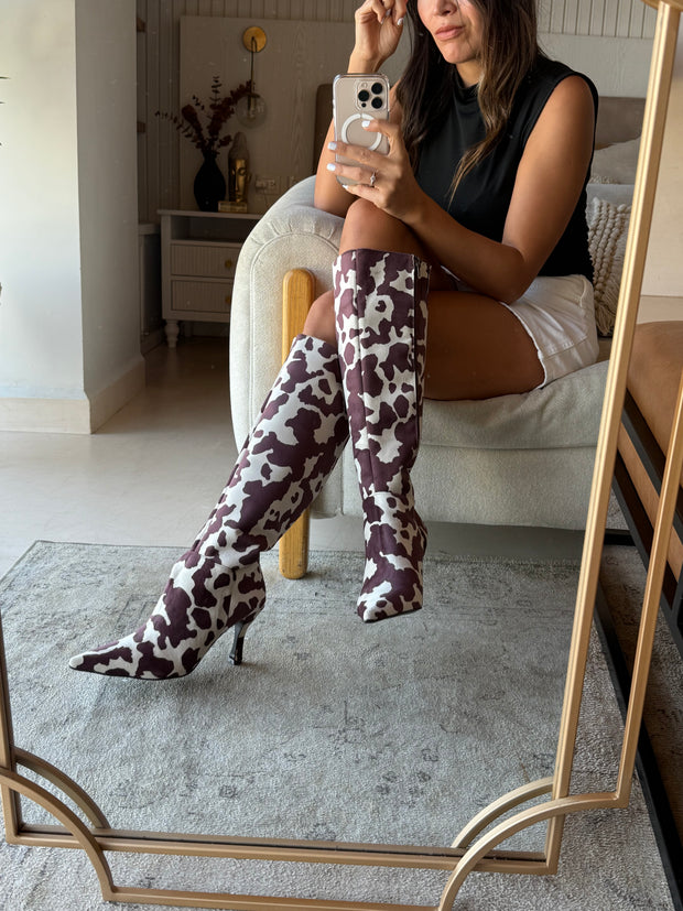Greta Cow Print boots