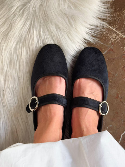 Baltimore Strap Black Flats