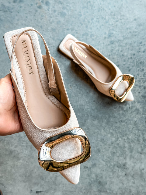 Lisboa Linen Slingback Flats