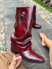Slouchy Padlock Boots Vino Cortas