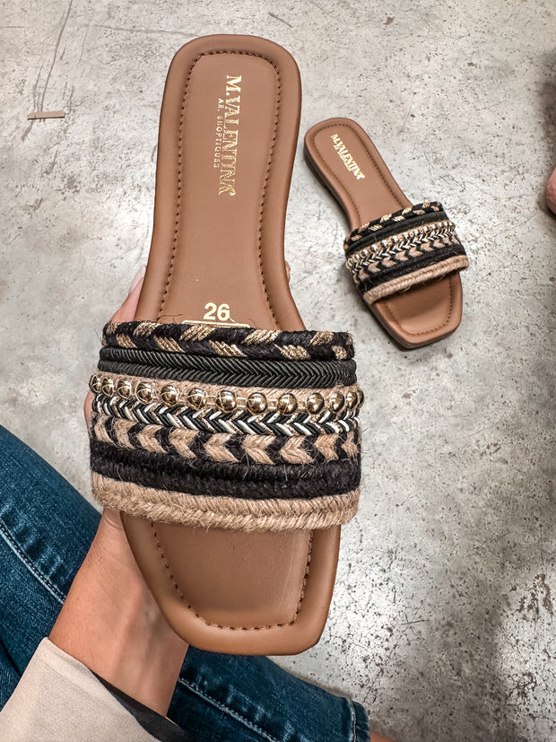 Aloha Comfy Black Gold Sandals