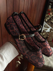 Mary Jane Leopard  Black Balerinas