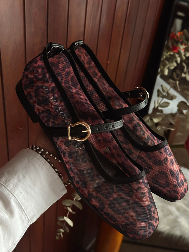 Mary Jane Leopard  Black Balerinas
