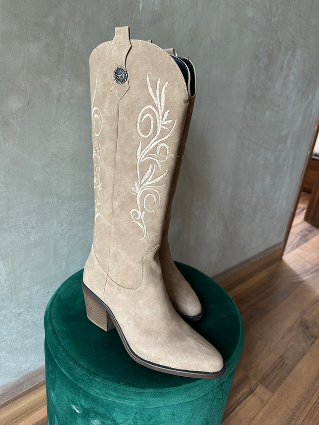 Antigua Boots Bordado flores Beige