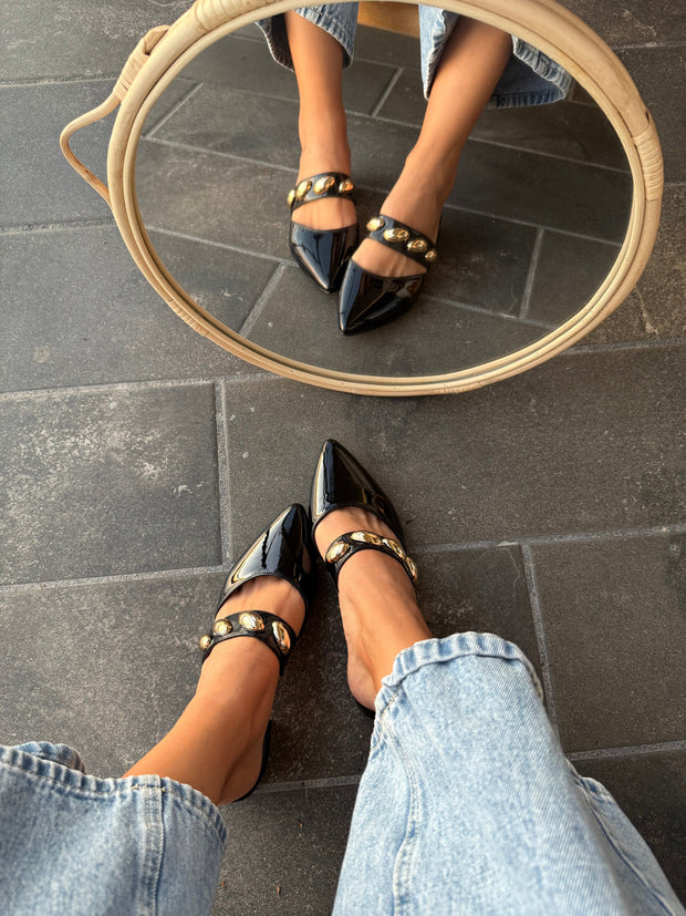 Mia Heels con cinto Tacón mini Negro