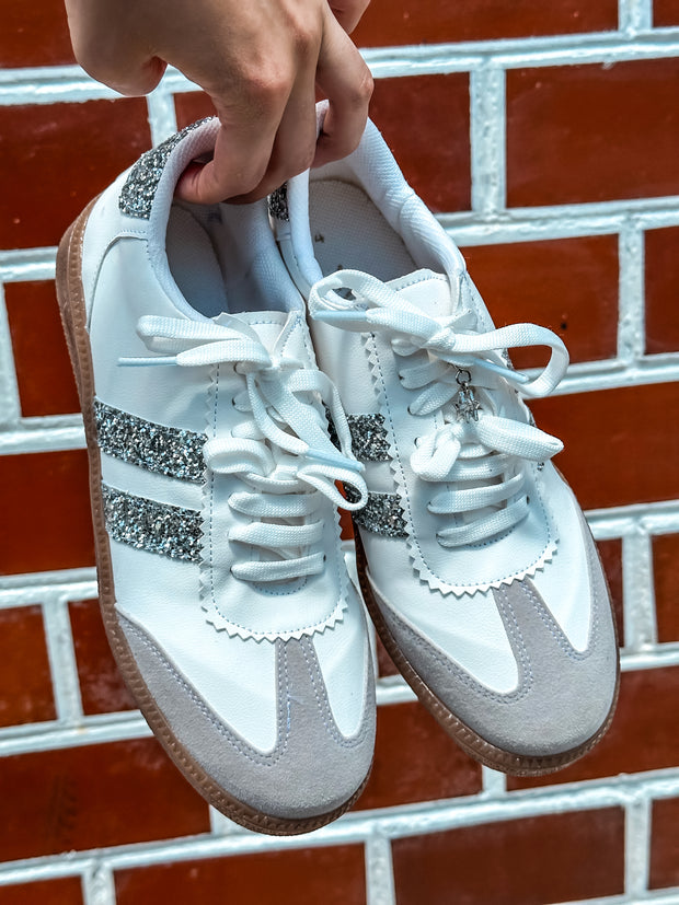 Sporty Glitter Sky Details White Sneakers