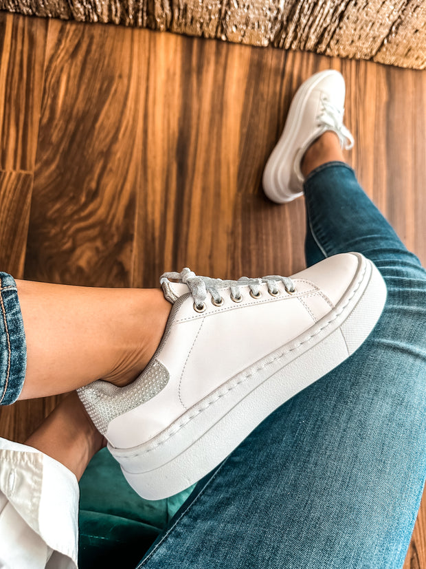 New York Shiny Laces Silver Sneakers