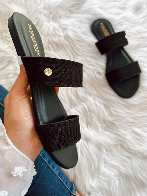 Lagos Shiny All Black Sandals