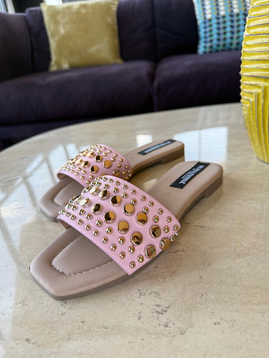 Natalia Sandals Rose Gold Studs