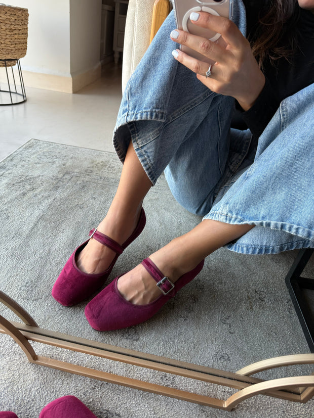 Mary Jane Suede Vino Balerinas