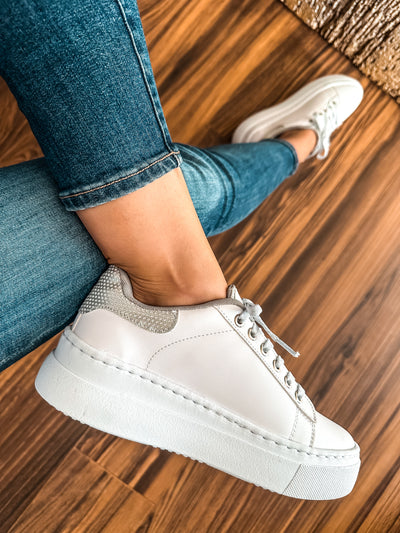 New York Shiny Laces Silver Sneakers