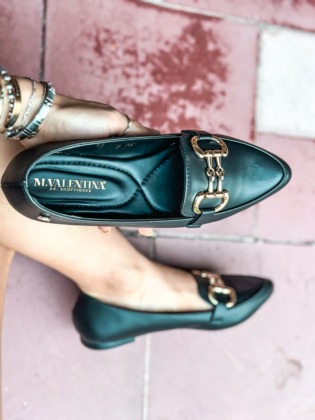 Bali Double Gold Iron Black Flats