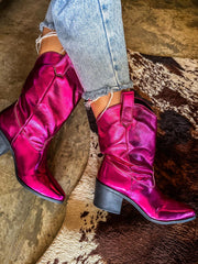 Texas Pink Metallic Boots
