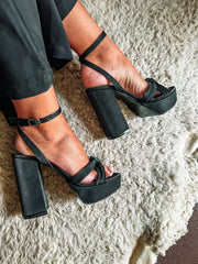 Top Knot Black Heels