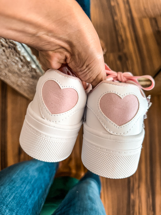 Shiny Heart Pink Sneakers