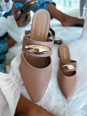 Dakota Oval Nude Mules