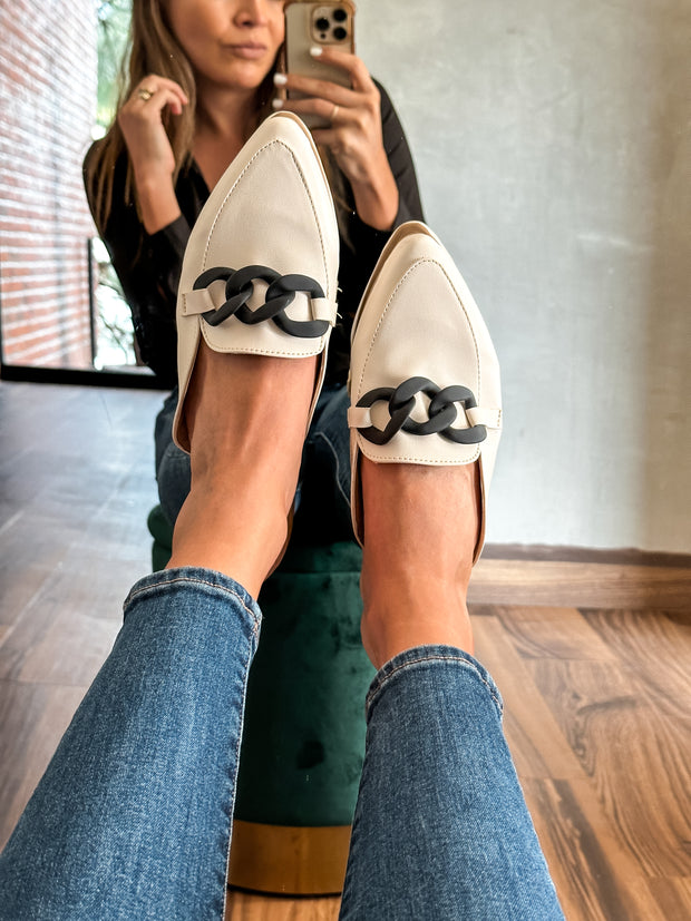 Columbia Ice & Black Matte Chain Mules