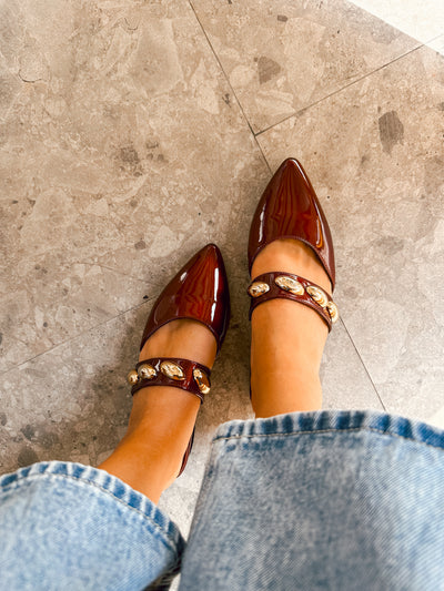 Mia Heels con cinto Tacón mini Vino