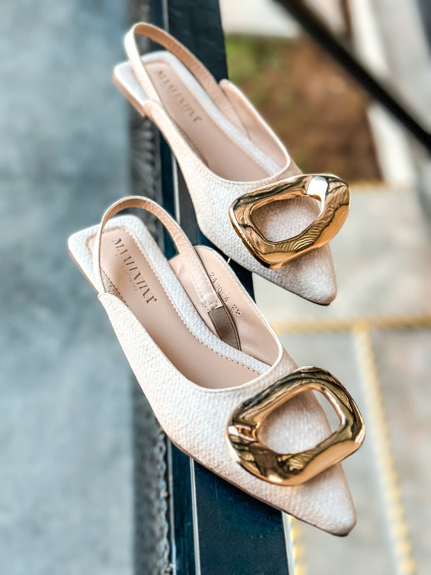 Lisboa Linen Slingback Flats