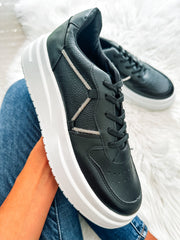 New Boston Shiny Black Sneakers