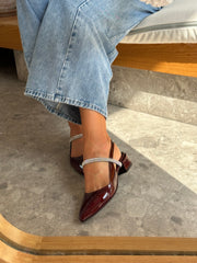 Mia Heels Tira Brillantes Tacón mini Vino