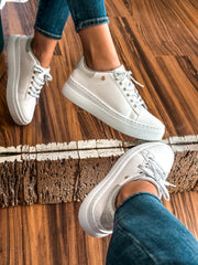 New York Shiny Laces Silver Sneakers