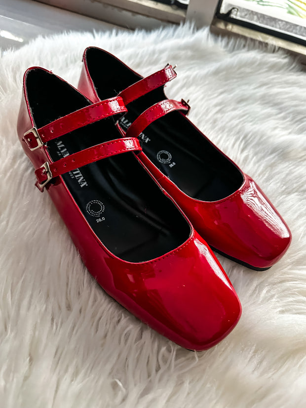 Alexandra Shiny Red Flats
