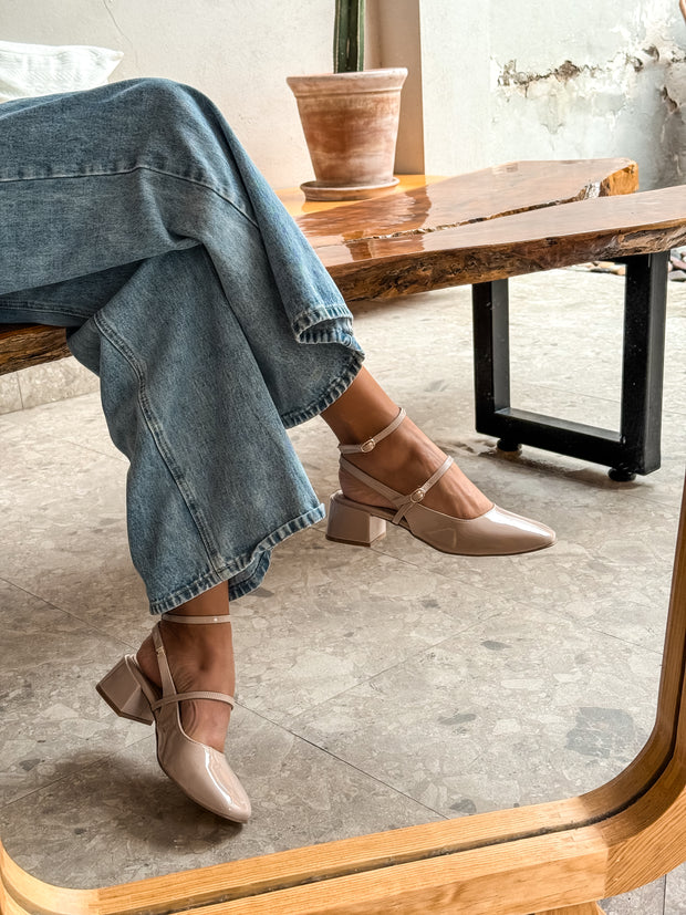 Mia Heels Mary Jane Tacón mini Nude