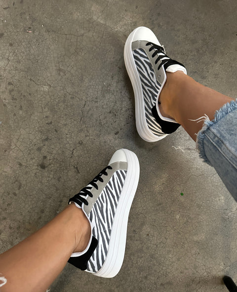 Zoo Zebra White Sneakers