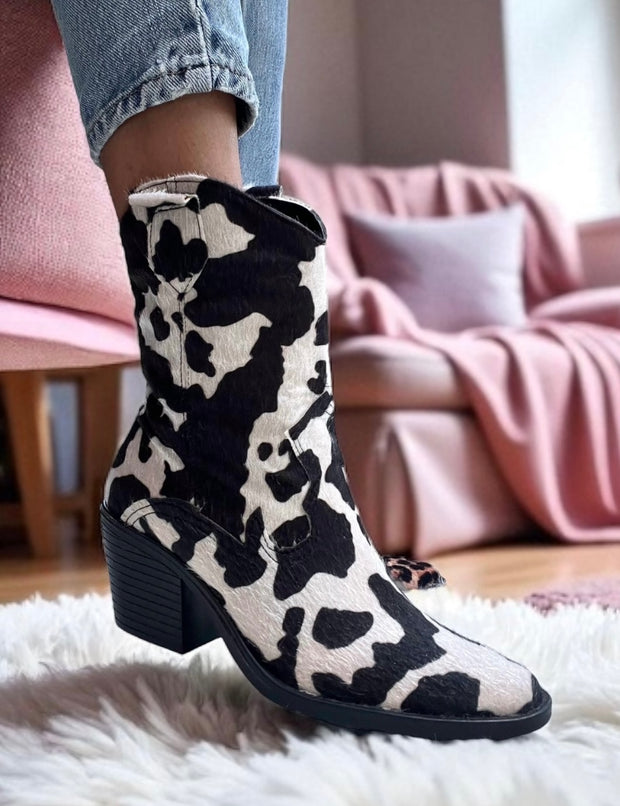 Cow Black & White Boots