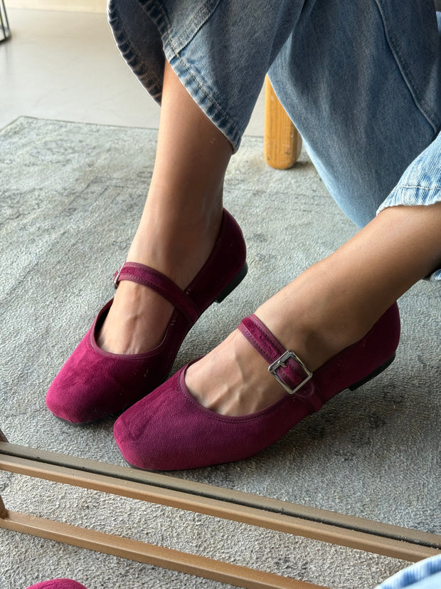 Mary Jane Suede Vino Balerinas